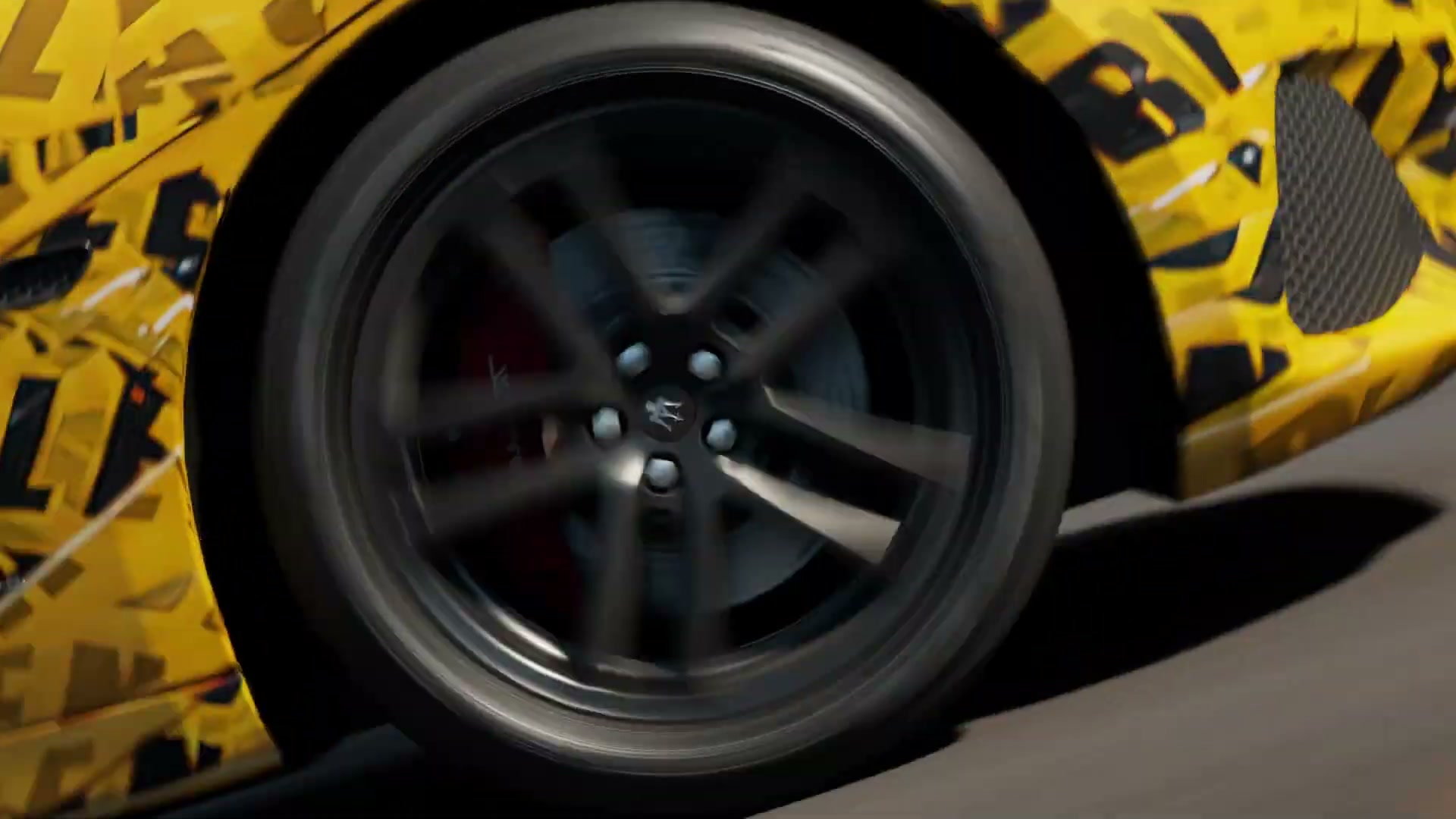 Close up of the Balenciaga car livery and wheel